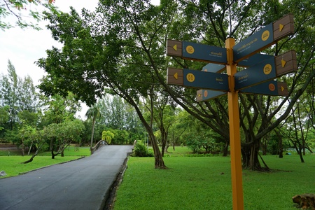 Signs in the Suan Luang Rama 9 park Bangkok, Thailandの写真素材