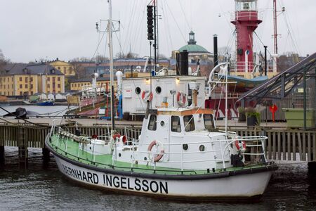 Moored in Stockholm berth tugのeditorial素材