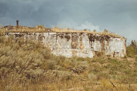 Abandoned protective bunker on the military-historical site of Fort Krasnaya Gorkaの写真素材