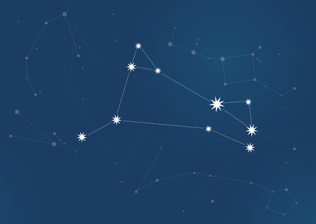 Aries vector Zodiac sign bright stars in cosmos. Aries constellation in the center of the sky. 2015 - the year of the Wooden Goats Blue Sheepの写真素材