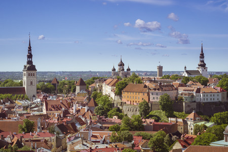 Panorama from the heights of the city of Tallinn Sunny summer dayの写真素材