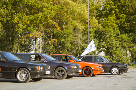 SAINT-PETERSBURG, RUSSIA - AUGUST 3, 2013: Old-car BMW 5-series e34 at the meeting, fans of the Bavarian automaker, Krestovsky island, St. Petersburgのeditorial素材