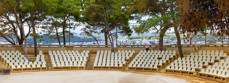 Ancient Greek Erofili Theatre in courtyard of Fortezza Castle. Venetian fortress with Bastion...
