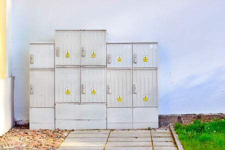 Electro-panel cabinets. Industrial equipment for high voltage electrical supply of civil and...