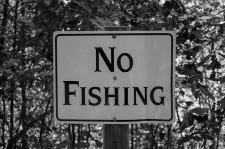 No Fishing Sign Black Whiteの写真素材