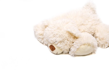 White soft toy - mascot isolated on white background.の写真素材