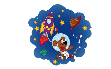 Dog in Space  Vector Cartoon Image のイラスト素材