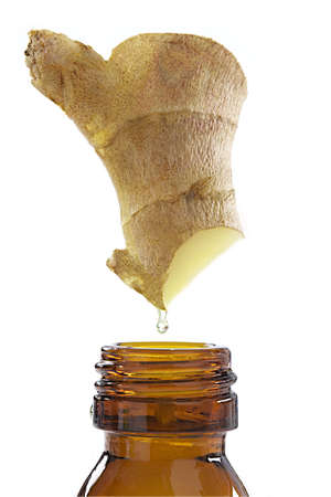 Ginger - Drop essential oil fallsの写真素材