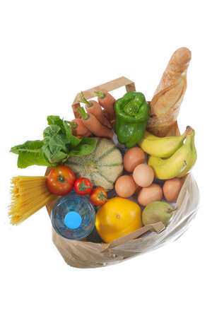 Paper bag filled with food  health の写真素材