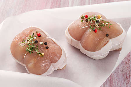 chicken oulade in baking paperの写真素材