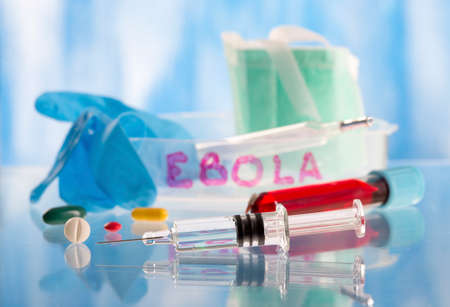 Special Ebola Blood collection with personal protection equipmentの写真素材