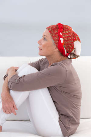 portrait of a thoughtful senior womanの写真素材