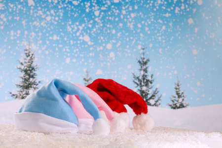 First Family Christmas concept with Santa's hatの写真素材