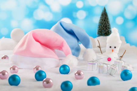 symbolization of the first Christmas baby girl and boyの写真素材