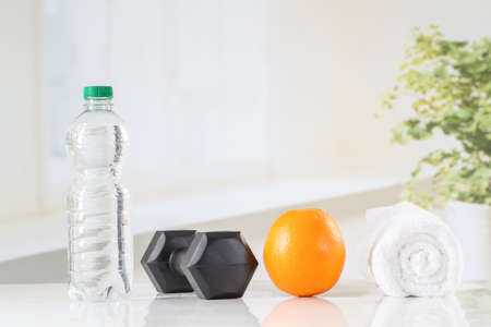 Fitness concept with water and accessories