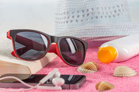 kit of solar protecion for hollidaysの写真素材