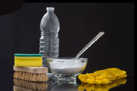 Natural cleaning tools lemon and sodium bicarbonate for house keepingの写真素材
