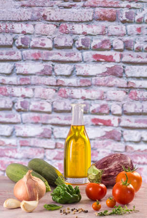 Fresh vegetable ingredients for Ratatouille mediterranean recipeの写真素材
