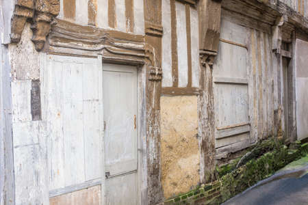 Little old cobblestone street in Normandy , France, historical cityの写真素材