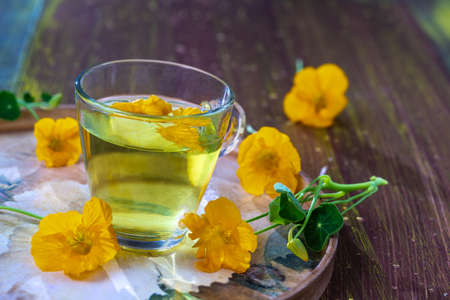Marigold petals herb Calendula officinalis infusion.の写真素材