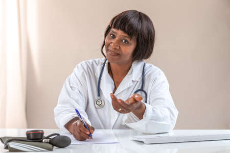 Tech,ology and patient care-doctor in front of a empty monitor, concept telemedicine and e-health.の写真素材