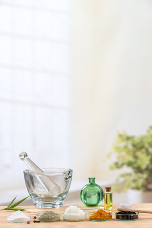 Preparation of homemade toothpaste with natural ingredientsの写真素材
