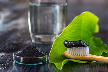 Charcoal toothpaste, anti-limescale and teeth whiteningの写真素材