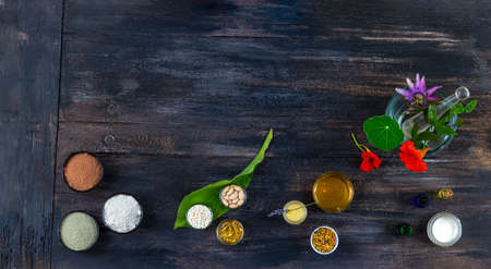 Natural healing - Main products of herbal medicine and soft medicineの写真素材