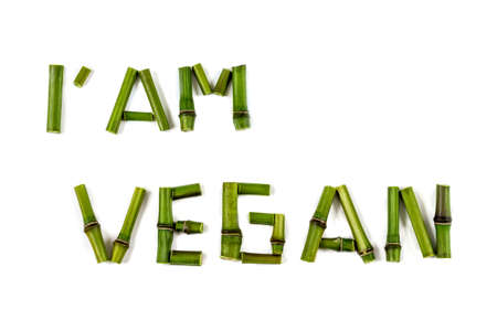 I AM VEGAN Inscribed on a white backgroundの写真素材