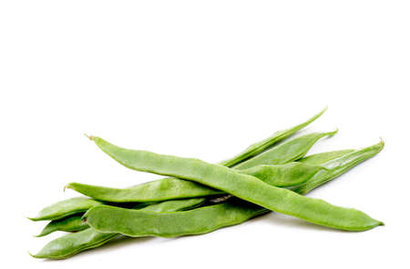fresh handful Flat beans isolated on white background.