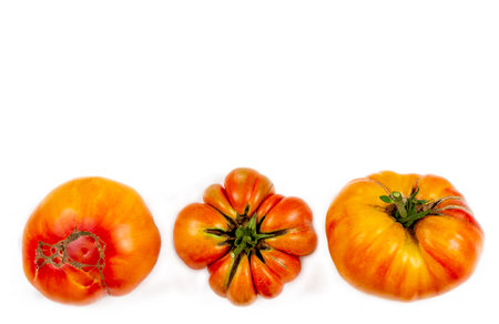 3 Tomatoes Pineapple seen from desssus in close-up.の写真素材