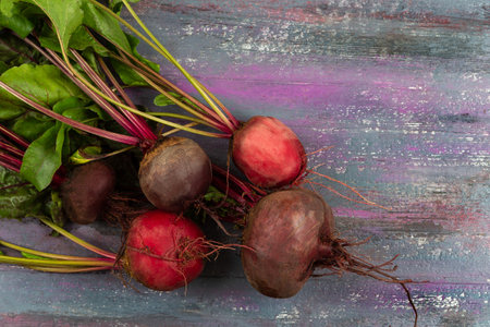 Freshly harvested red beets. on dark backgroundの写真素材