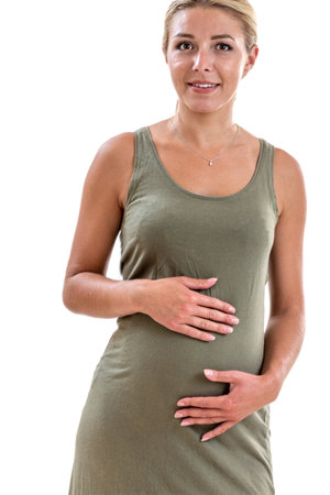 Portrait of a woman who is 7 months pregnantの写真素材