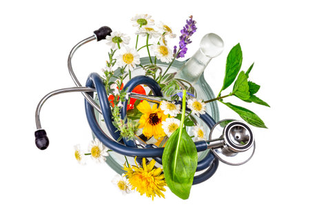 Phytotherapy, health through plants - Conceptual photo.の写真素材