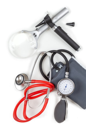 Basic medical equipment of a doctor -Vertical planeの写真素材