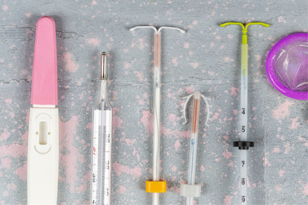 Overview of several contraceptives equipmentの写真素材