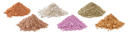 Panoramic clays seen from above on a white background.の写真素材