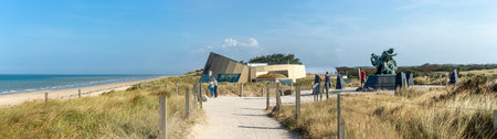 Utah Beach is one of the five Landing beaches in the Normandy landings on 6 June 1944, during World War II. panoramic imageのeditorial素材