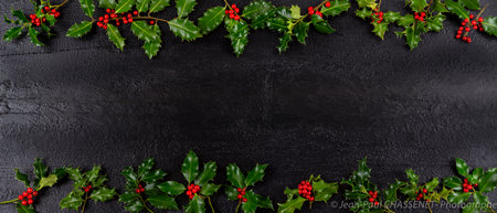 Christmas holidays composition on gry wooden background with copy space for your text. - Christmas Borderの写真素材