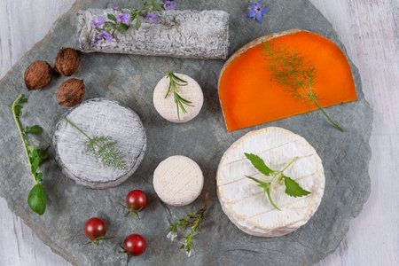 Selection of various different types of cheese. Tasty and fresh cheeseの写真素材
