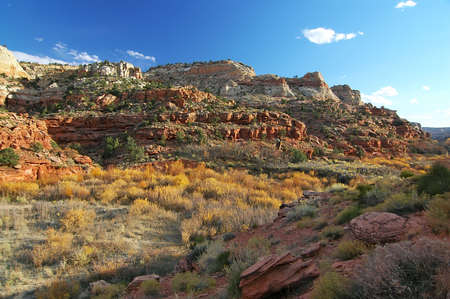 Escalante Cliffs with Fall Colorsの写真素材