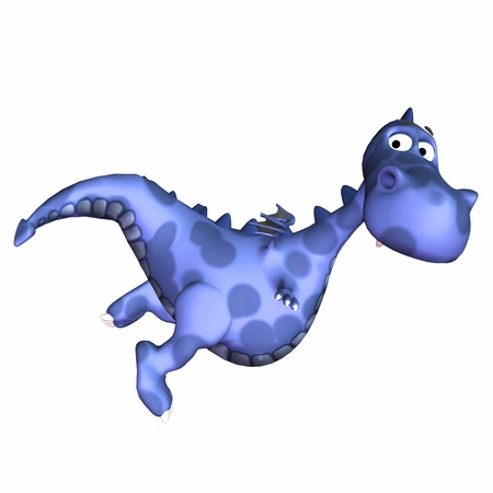 Illustration of a flying blue dragon isolated on a white backgroundの写真素材