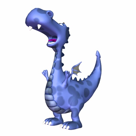 Illustration of an howling blue dragon isolated on a white backgroundの写真素材