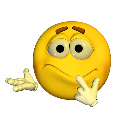 Illustration of a worried yellow emoticon isolated on a white backgroundの写真素材