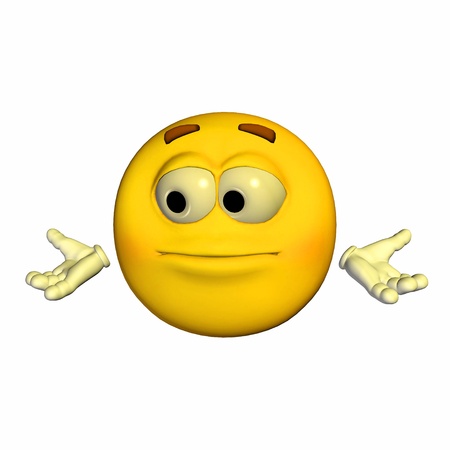 Illustration of a confused yellow emoticon isolated on a white backgroundの写真素材