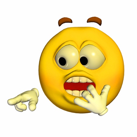 Illustration of a scared yellow emoticon isolated on a white backgroundの写真素材