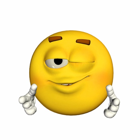 Illustration of a winking yellow emoticon isolated on a white backgroundの写真素材