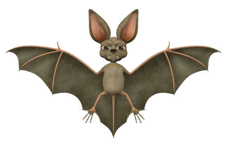 Illustration of a Cartoon Bat isolated on a white backgroundの写真素材
