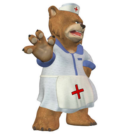 Illustration of a nurse bear isolated on a white backgroundの写真素材