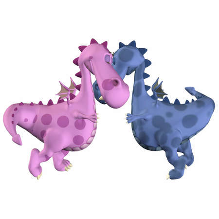 Illustration of a couple of dragon in love isolated on a white backgroundの写真素材
